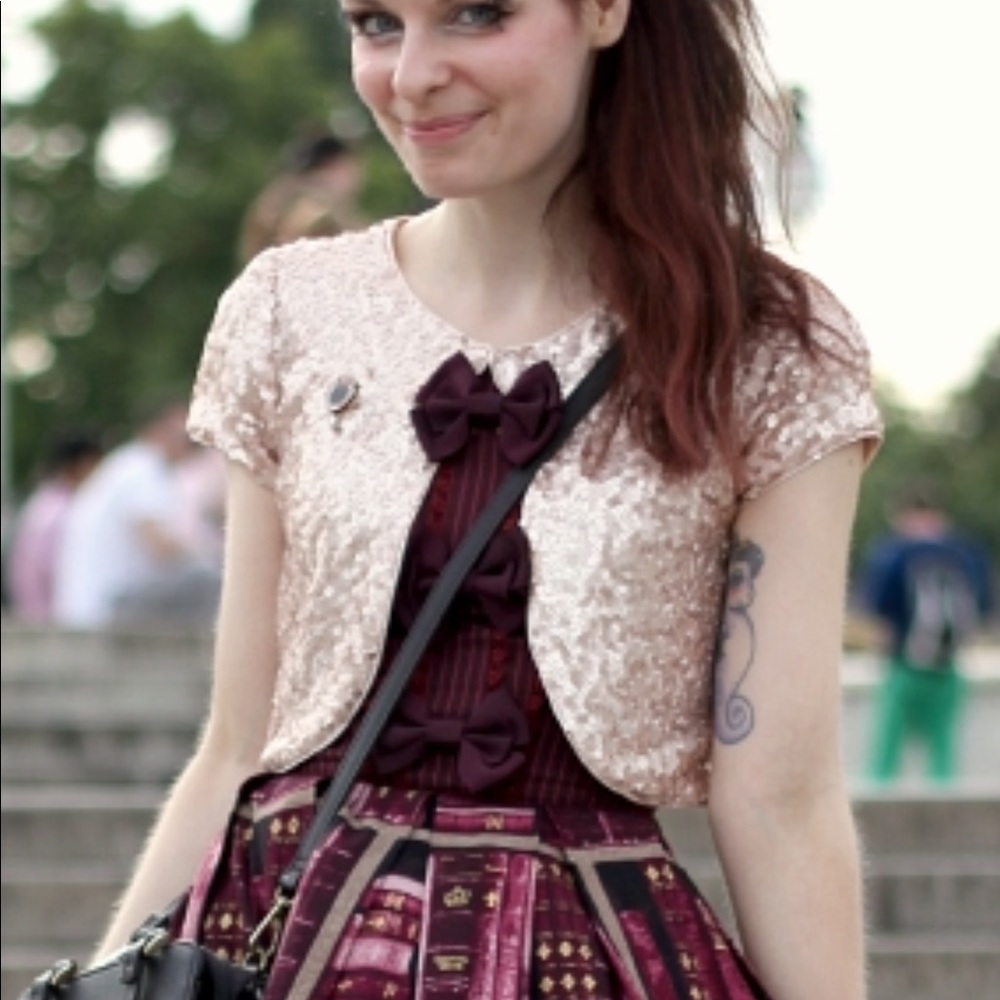 ISO- In search of gold crop bolero cardigan